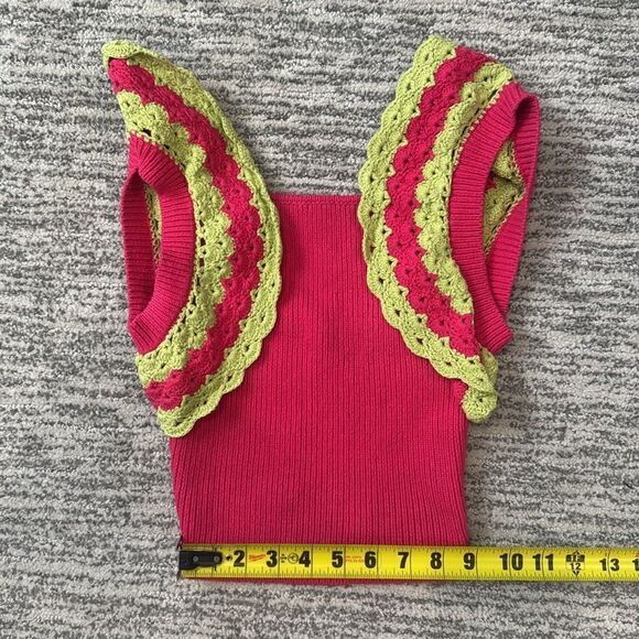 NWT Majorelle Jeneli Crochet Crop Top in Hot Pink & Lime Revolve XS - Picture 9 of 13